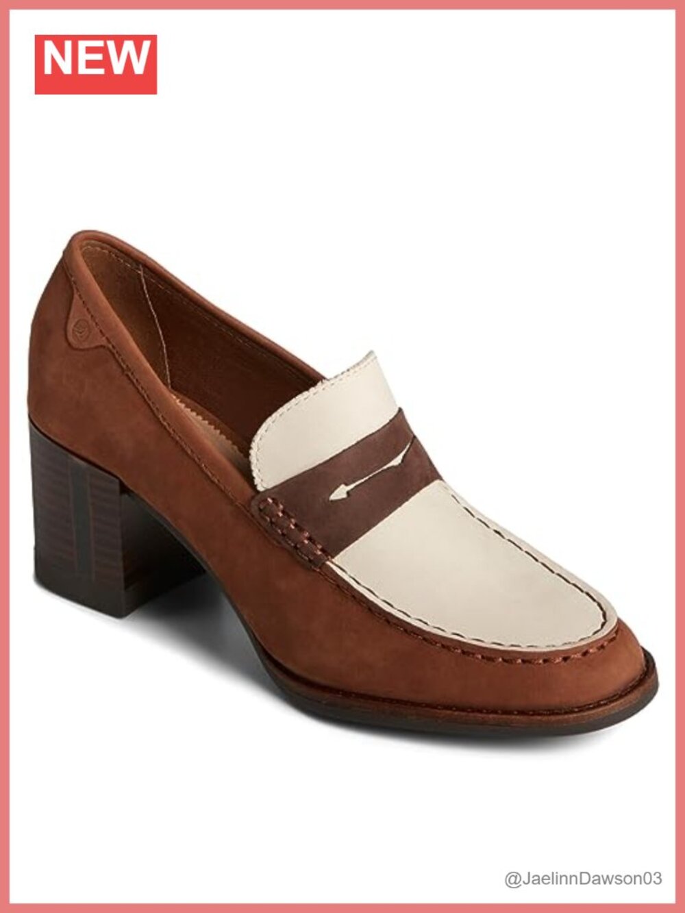 Sperry Seaport Penny Heel Leather Loafer Block Heel Memory Foam